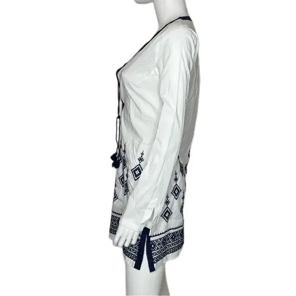 Athleta Women's Navy Blue/Bright White Desert Diamond Tunic Swim Coverup sz XS - Picture 3 of 5